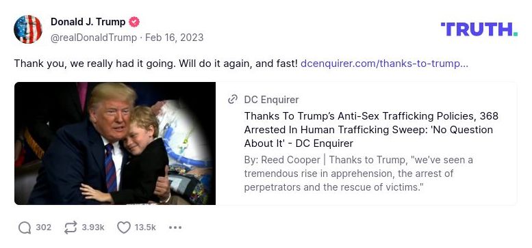 Post image from Donald Trump