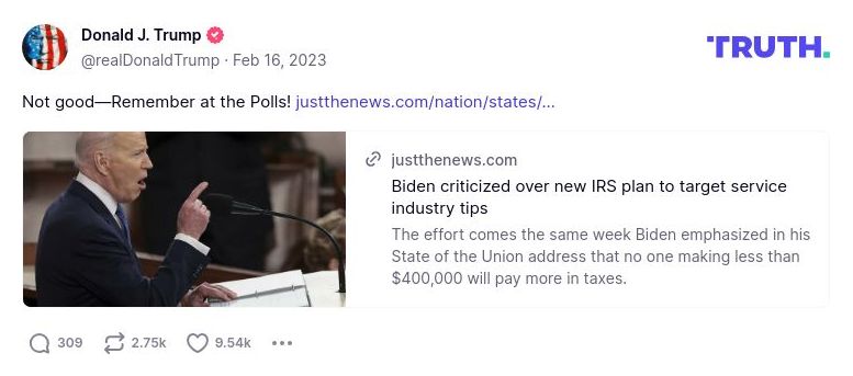 Post image from Donald Trump