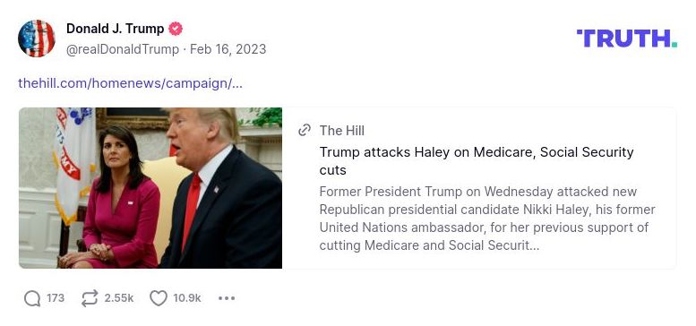 Post image from Donald Trump