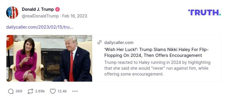 Post image from Donald Trump