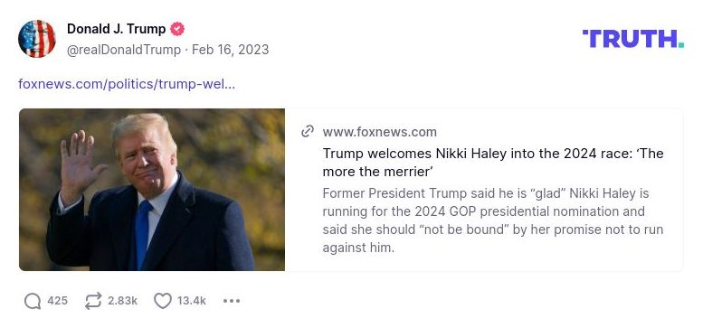 Post image from Donald Trump