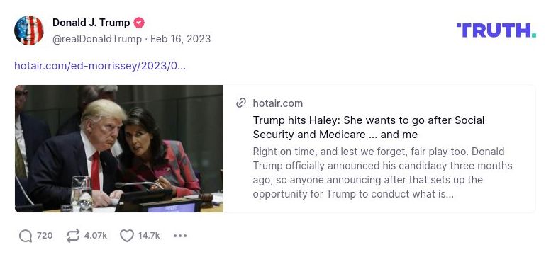 Post image from Donald Trump