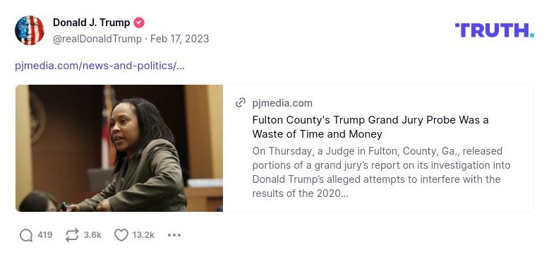 Post image from Donald Trump