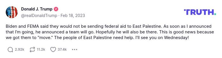 Post image from Donald Trump