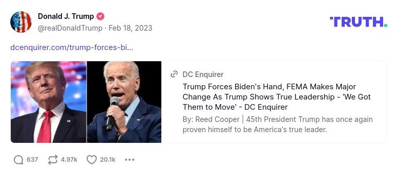 Post image from Donald Trump