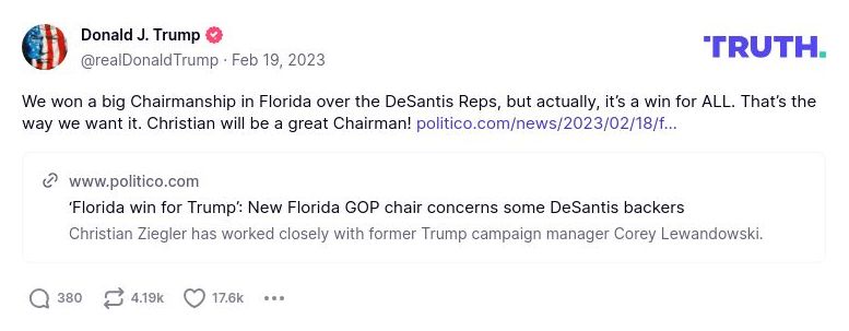 Post image from Donald Trump