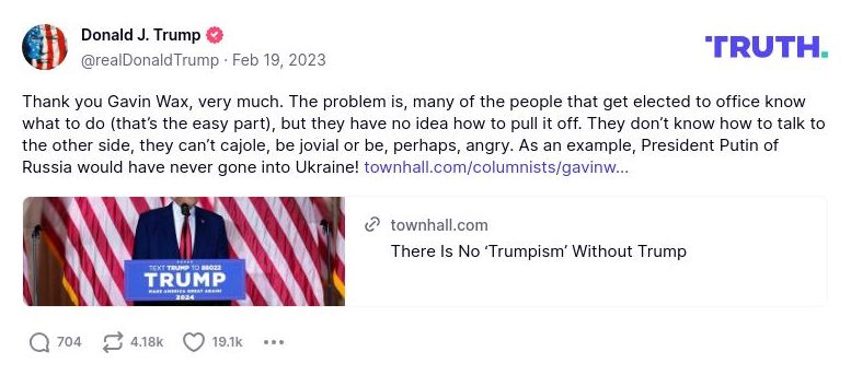 Post preview from Donald Trump