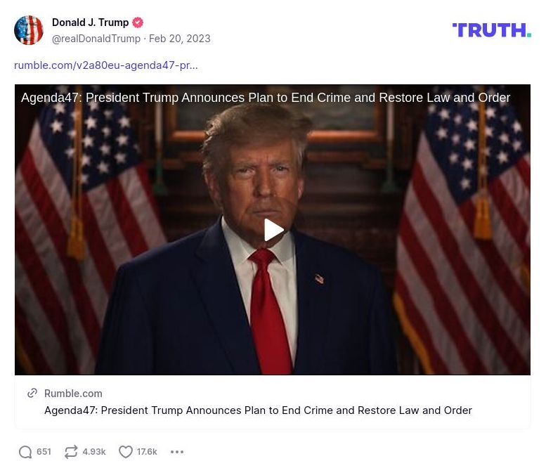 Post image from Donald Trump