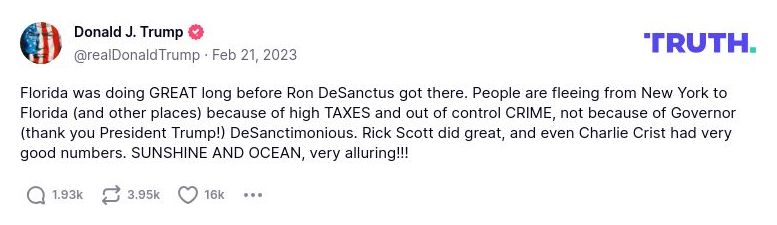 Post image from Donald Trump