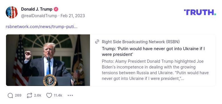 Post preview from Donald Trump