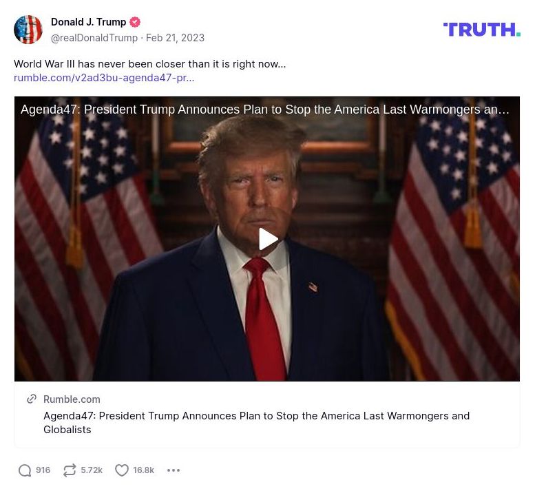 Post image from Donald Trump