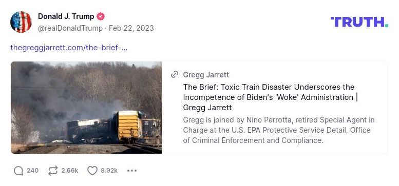 Post image from Donald Trump