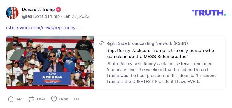 Post image from Donald Trump