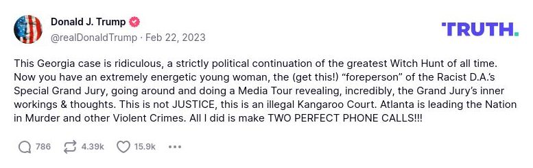 Post image from Donald Trump