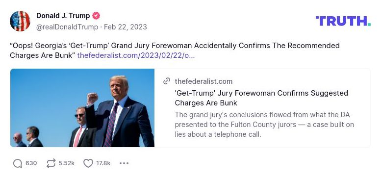 Post image from Donald Trump