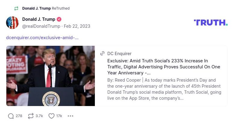 Post image from Donald Trump