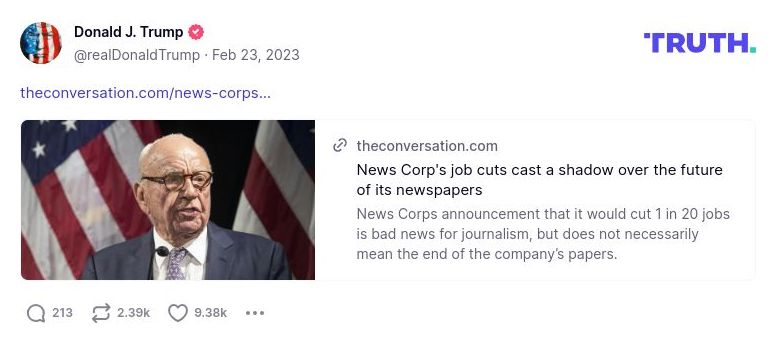 Post image from Donald Trump