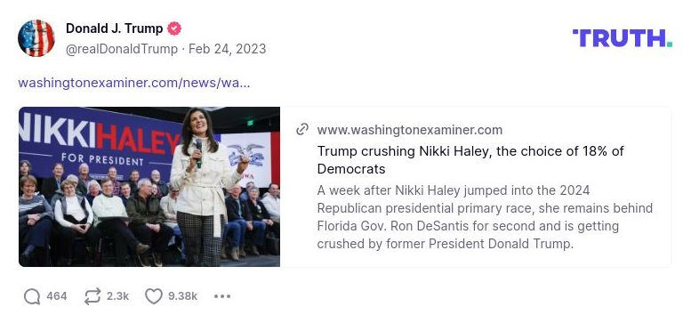 Post image from Donald Trump