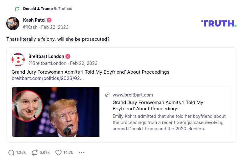 Post image from Donald Trump