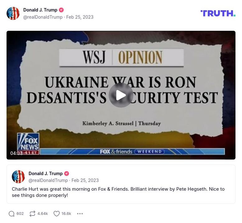 Post image from Donald Trump