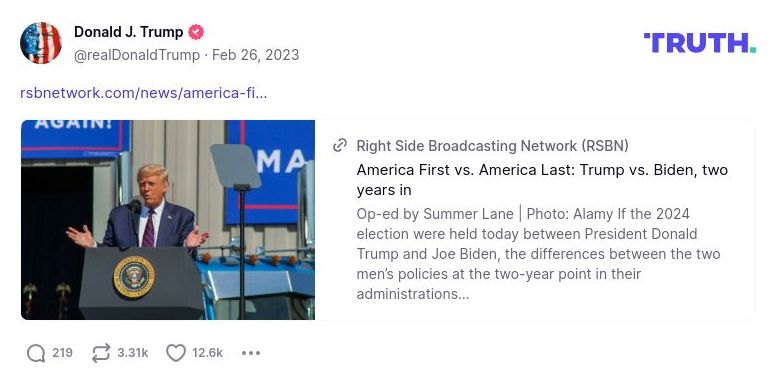 Post image from Donald Trump