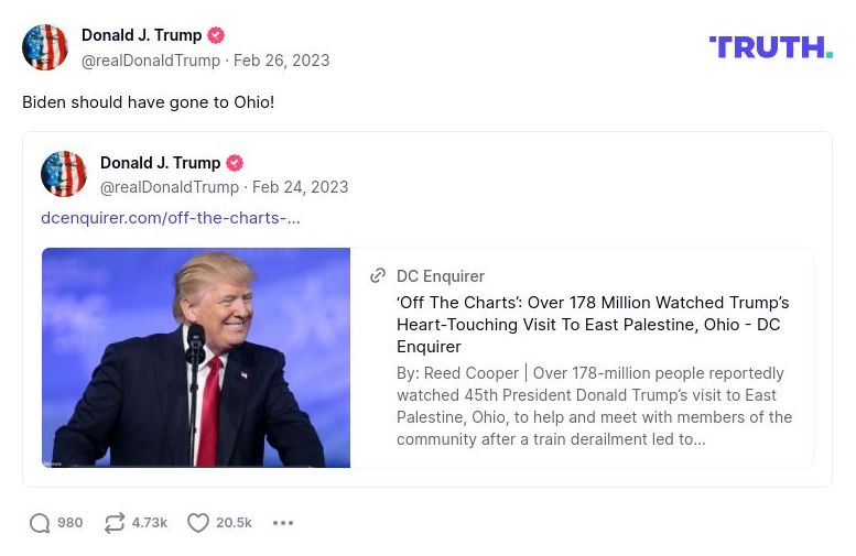 Post image from Donald Trump