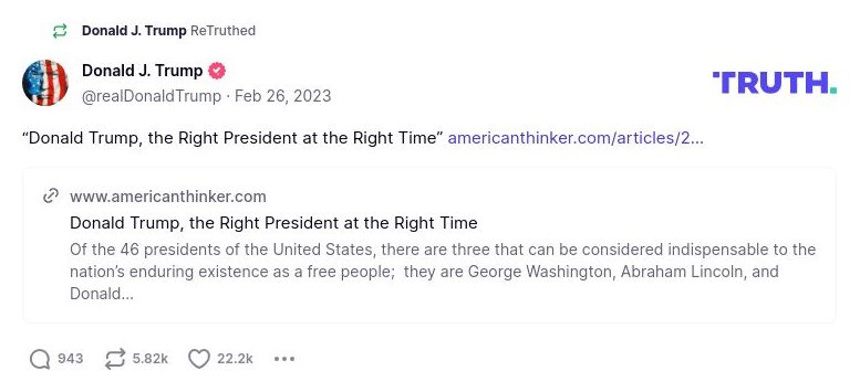 Post image from Donald Trump