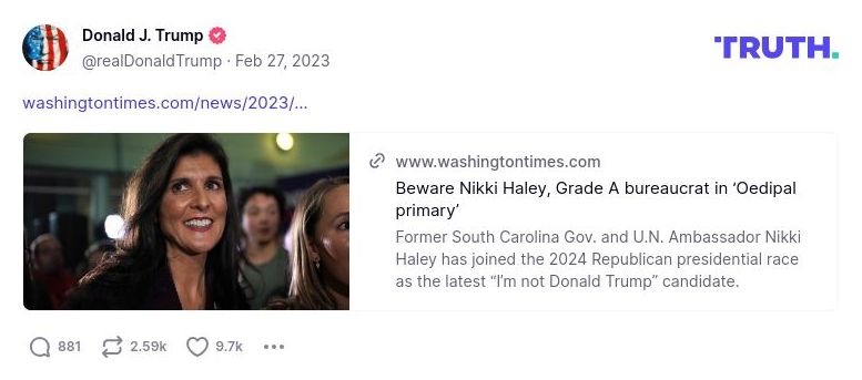 Post image from Donald Trump