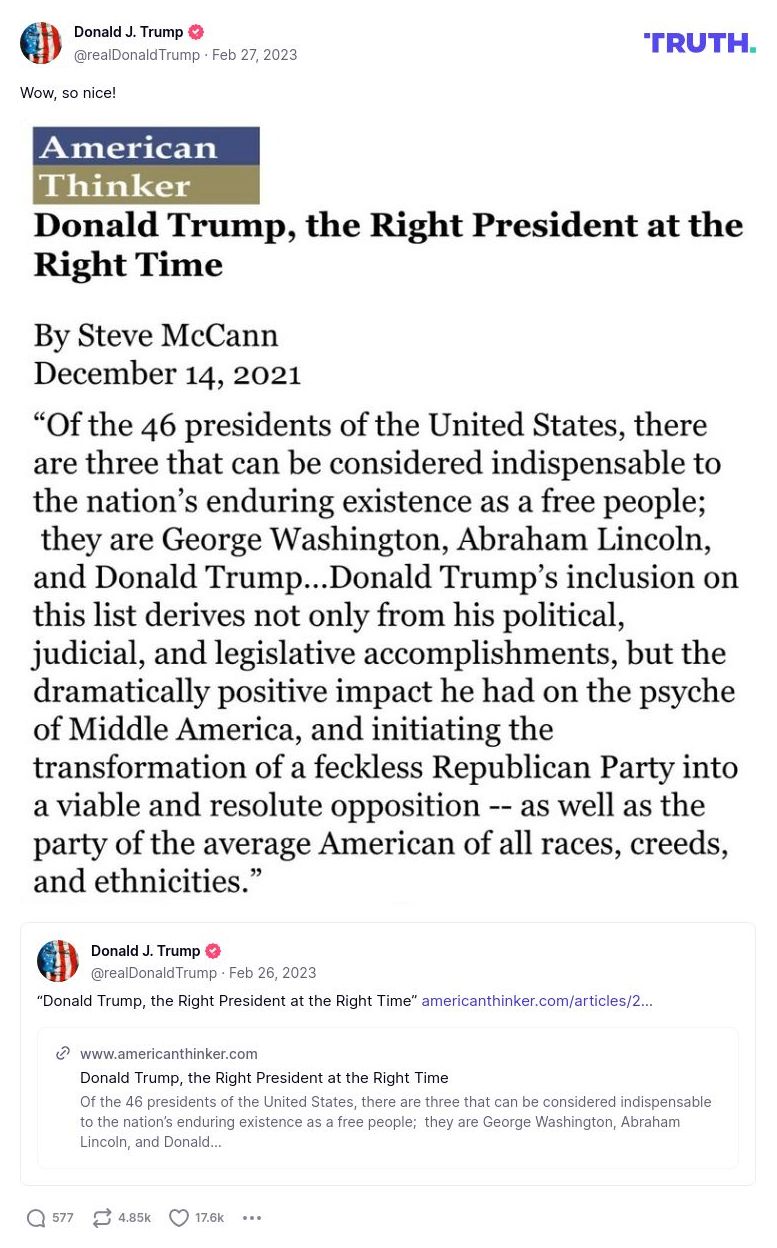 Post image from Donald Trump