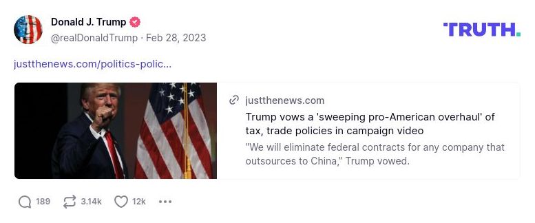 Post image from Donald Trump