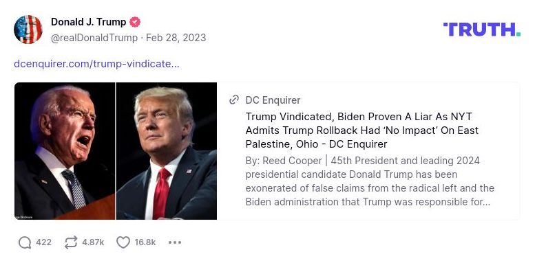 Post image from Donald Trump