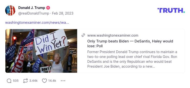 Post image from Donald Trump