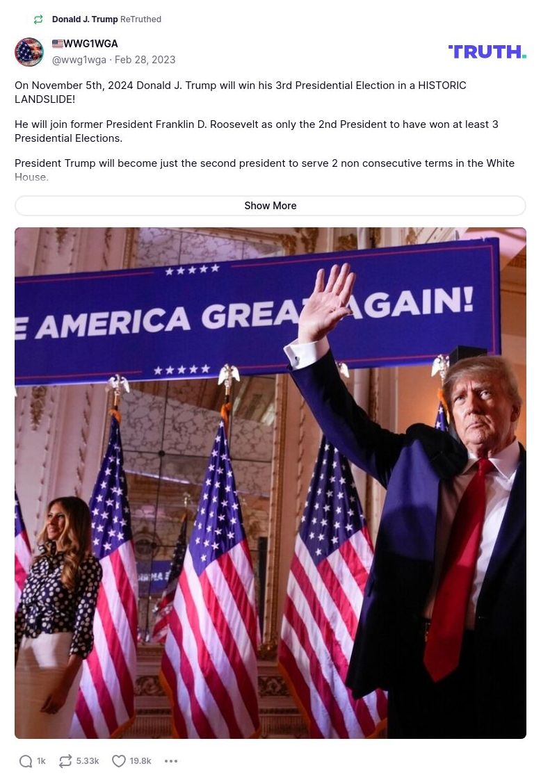 Post image from Donald Trump