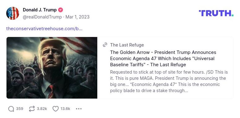 Post image from Donald Trump