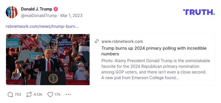 Post image from Donald Trump