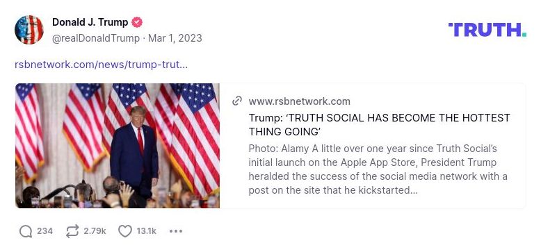 Post image from Donald Trump