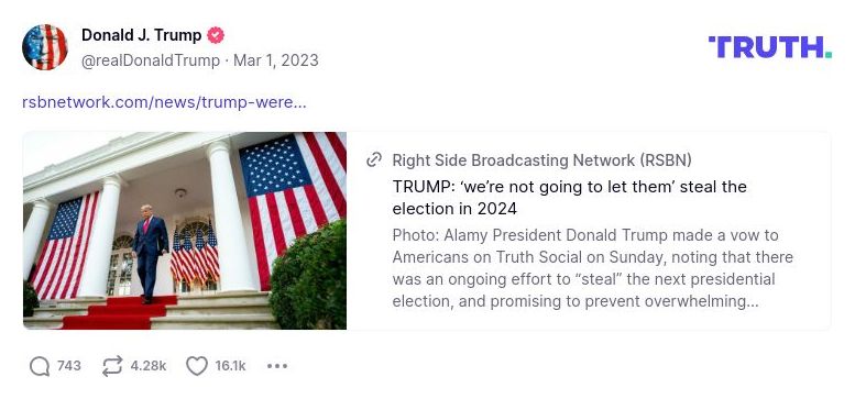 Post image from Donald Trump