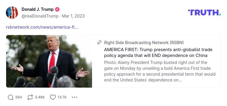 Post preview from Donald Trump