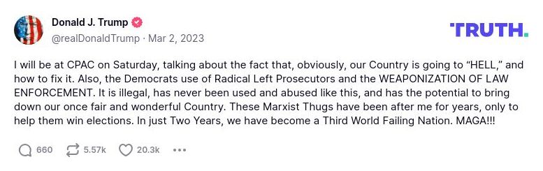 Post image from Donald Trump