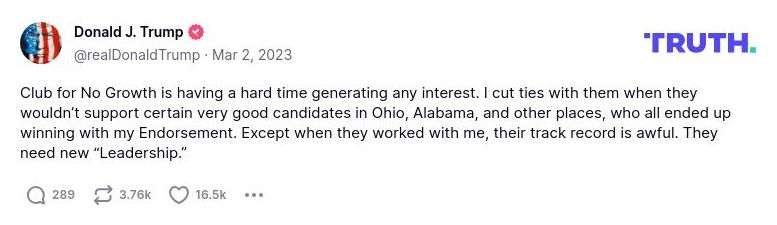 Post image from Donald Trump