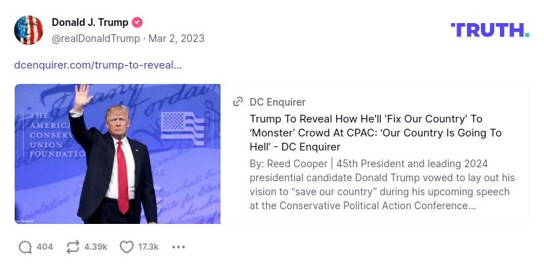 Post image from Donald Trump