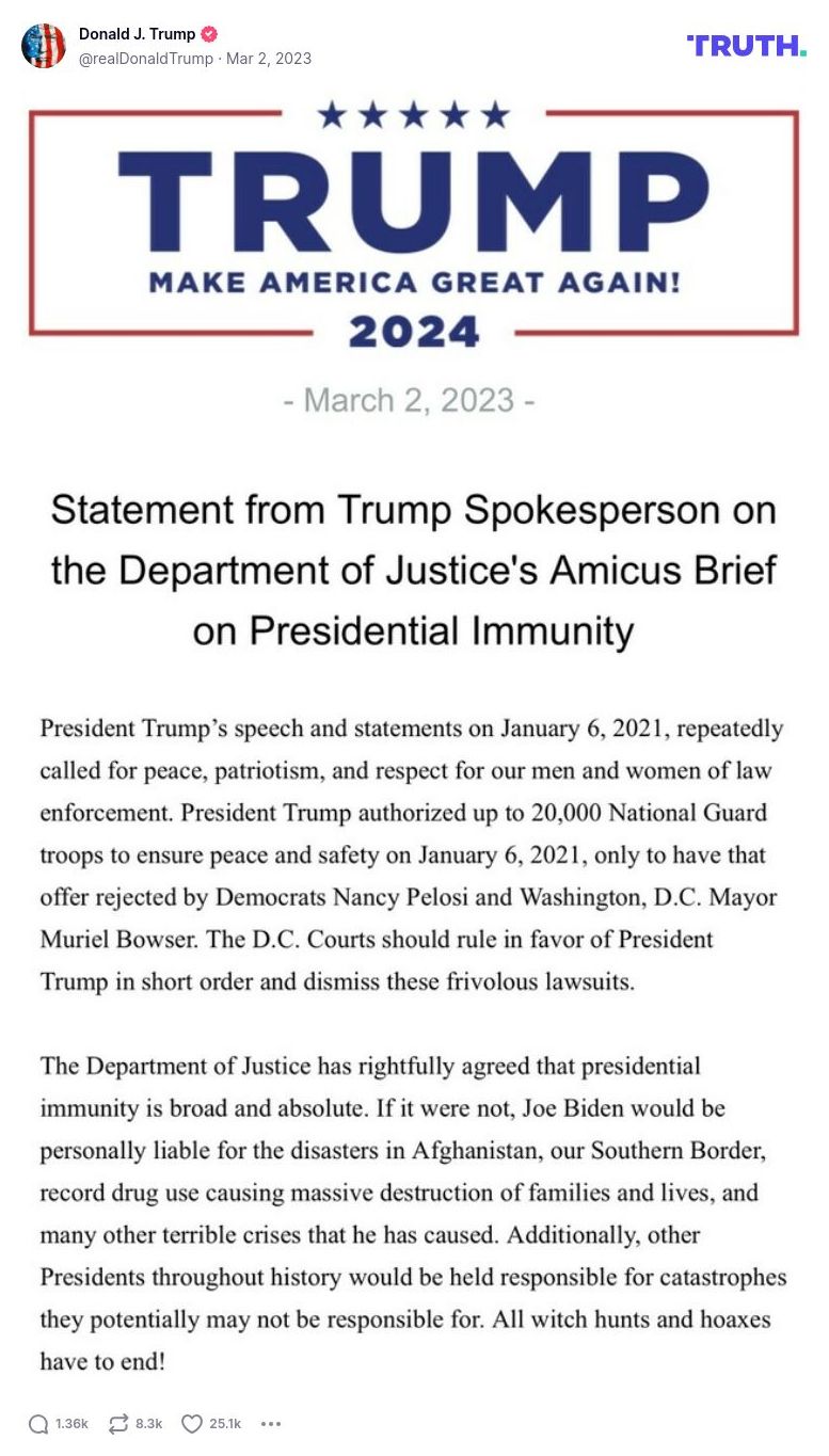 Post image from Donald Trump