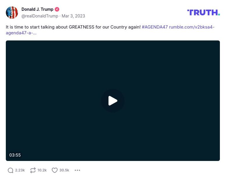 Post image from Donald Trump