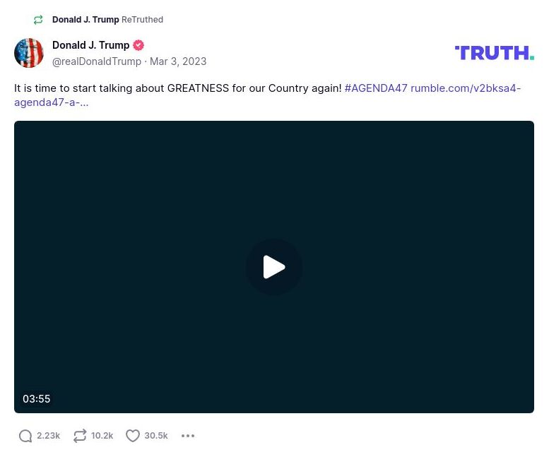 Post image from Donald Trump