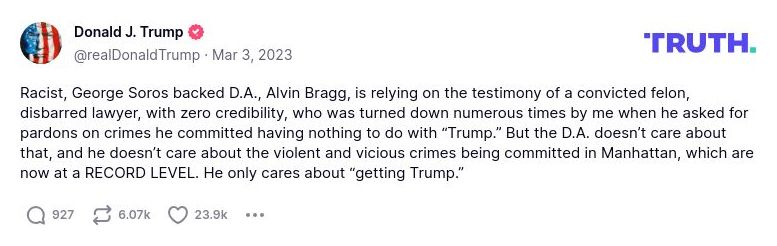 Post image from Donald Trump