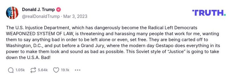 Post image from Donald Trump