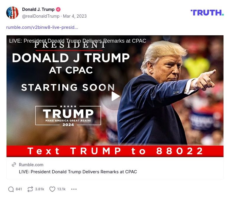 Post image from Donald Trump