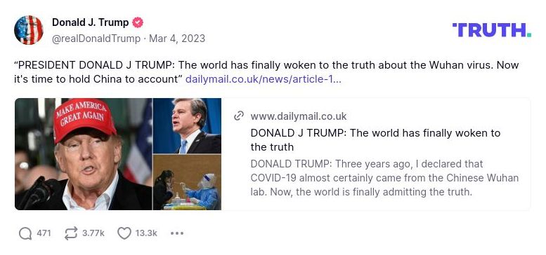 Post preview from Donald Trump