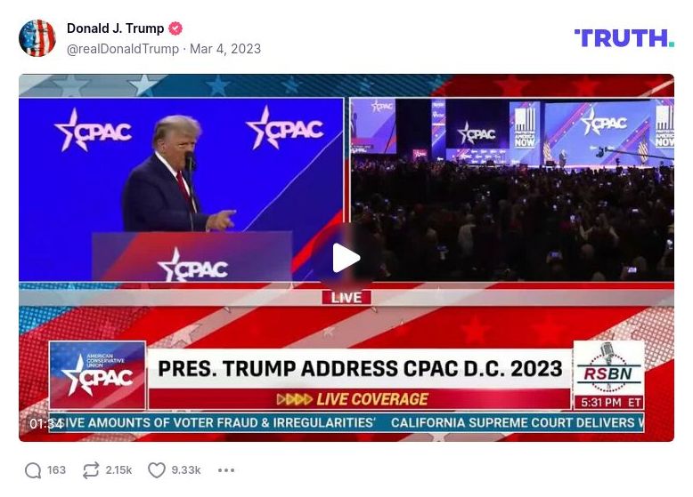 Post image from Donald Trump