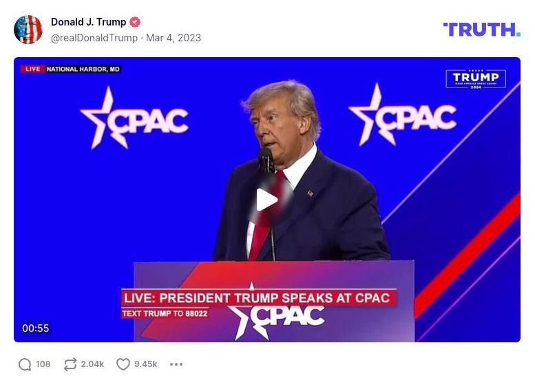 Post image from Donald Trump